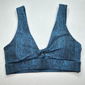 L*Space Do The Twist Sports Bra Lets Croc About It Blue Keyhole Women Small NWT